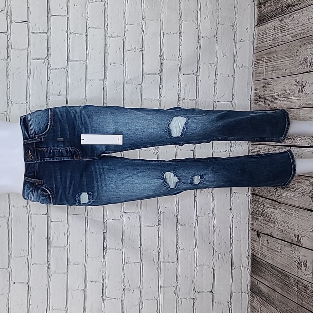 Vigoss Frankie High Rise Cotton Slim Straight Leg Crop Ankle Jean Dark Wash NWT
